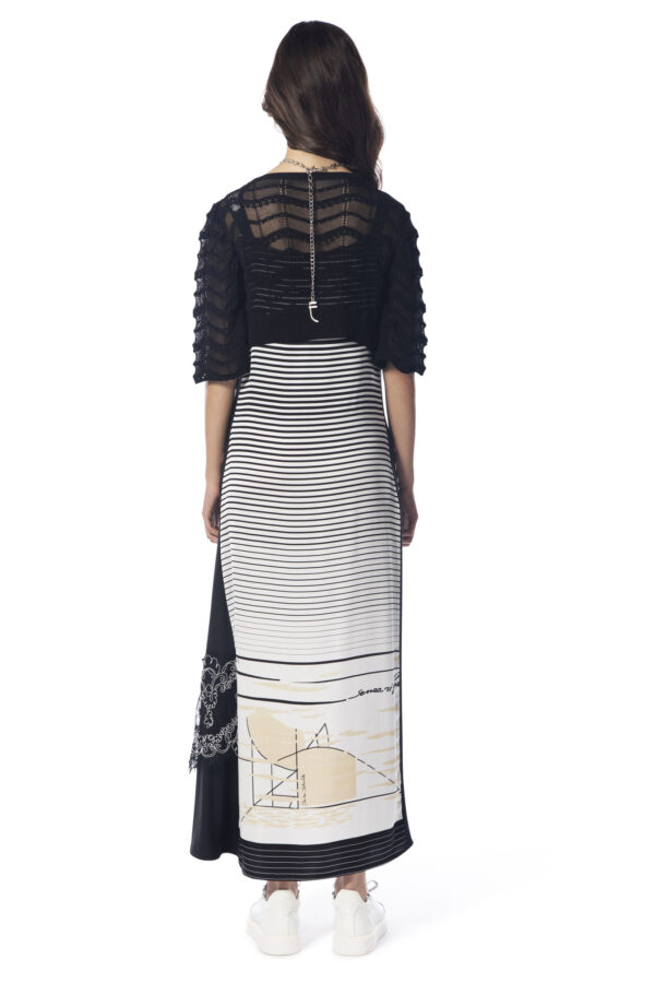 Vestido Rigata Preto Estampado Off-White