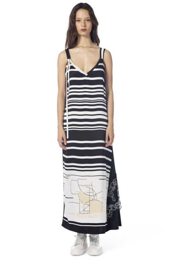 Vestido Rigata Preto Estampado Off-White