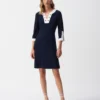 Vestido Azul Marinho Branco Joseph Ribkoff