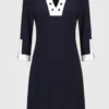 Vestido Azul Marinho Branco Joseph Ribkoff